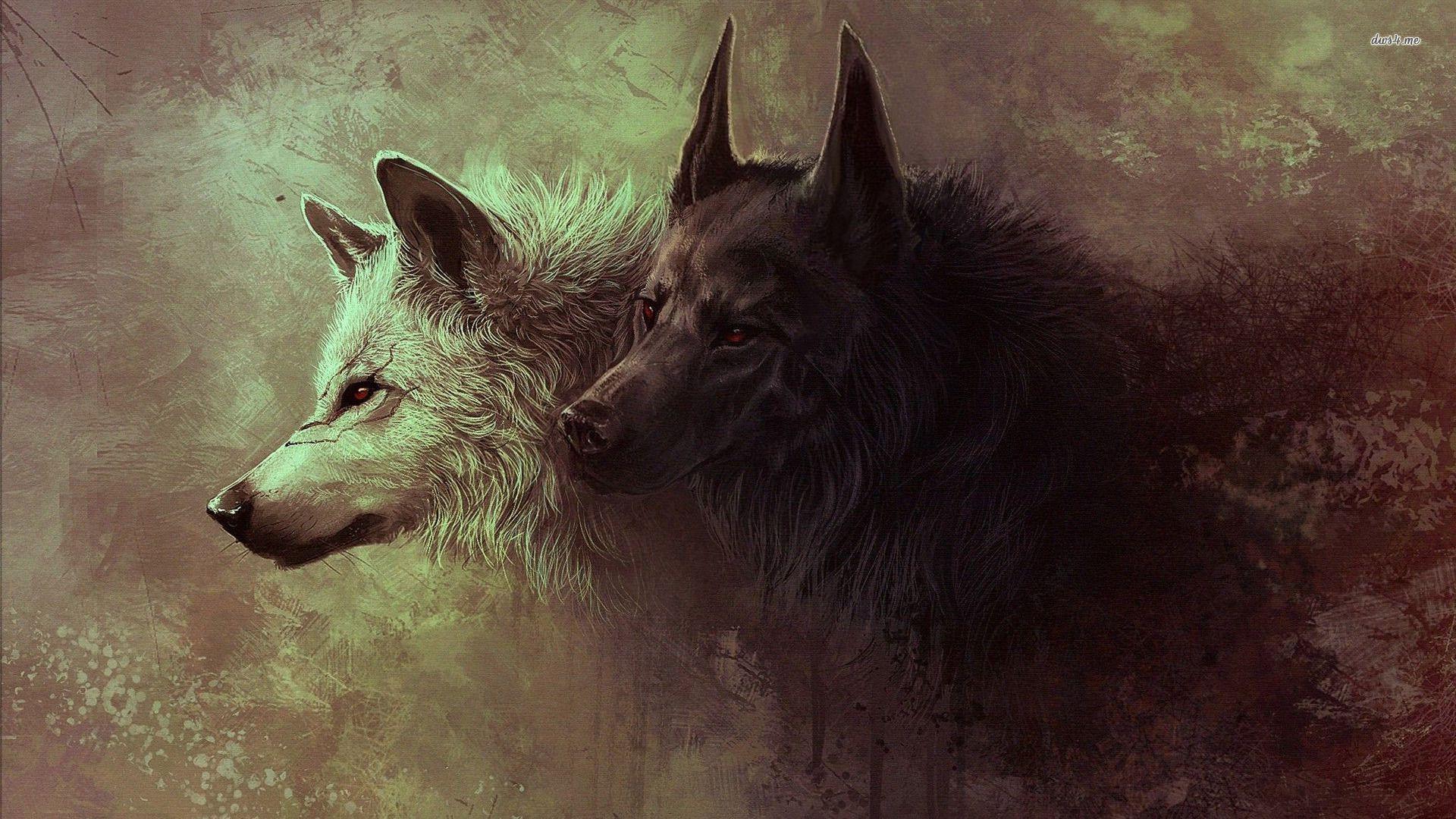 Black And White Wolves Wallpaper Artistic Wallpaper 18627