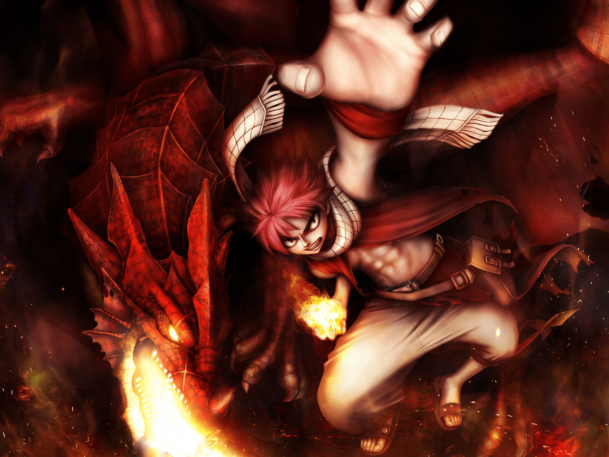 Download 2048x1536 Natsu Dragneel, Fairy Tail, Dragon, Fire