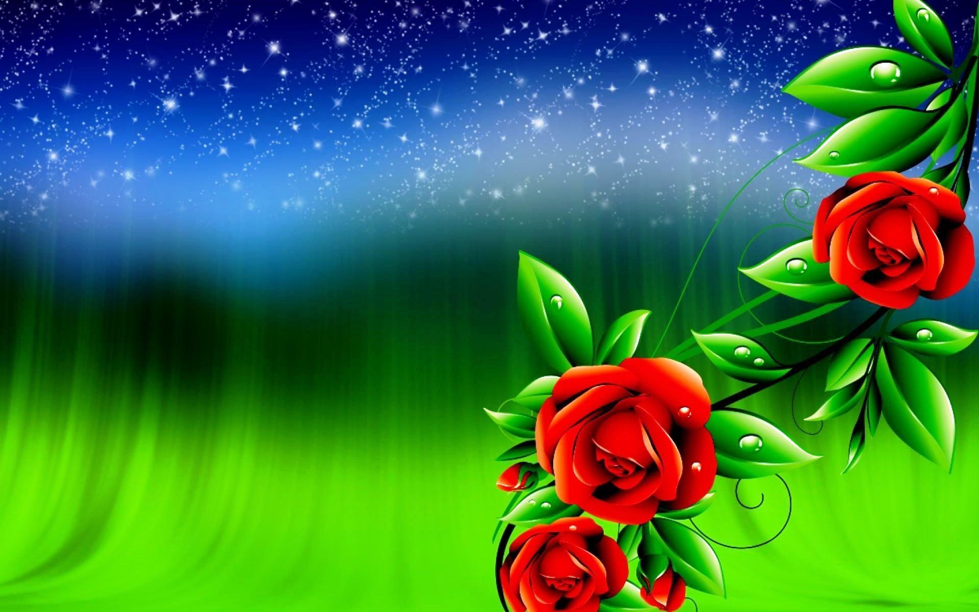 Wallpaper.wiki Rose Flowers Digital Design 3D Wallpaper PIC