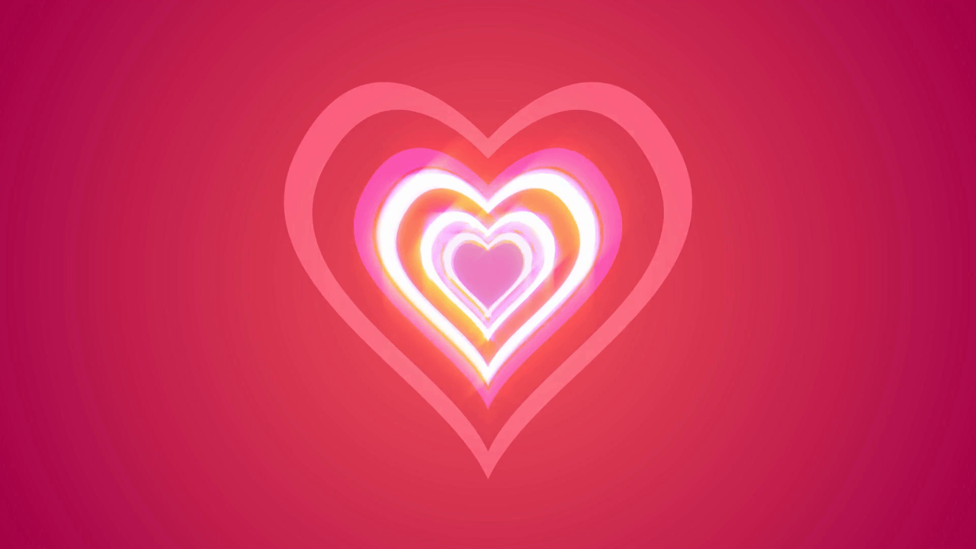 Valentine's day neon light hearts on pastelpink background. Motion