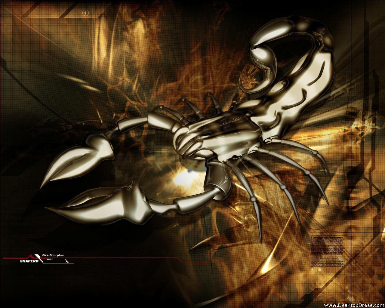 Desktop Wallpaper 3D Background Fire Scorpion