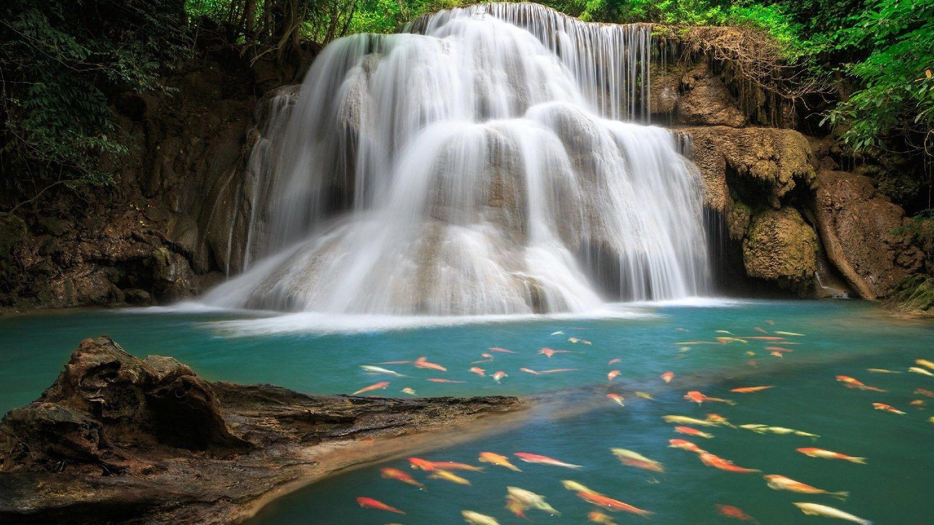 Waterfalls: River Landscape Waterfall Nature Desktop Wallpaper