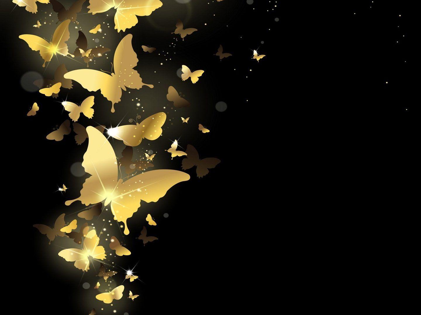 Butterflies: Butterflies Gold Golden Dark Free Butterfly Wallpaper