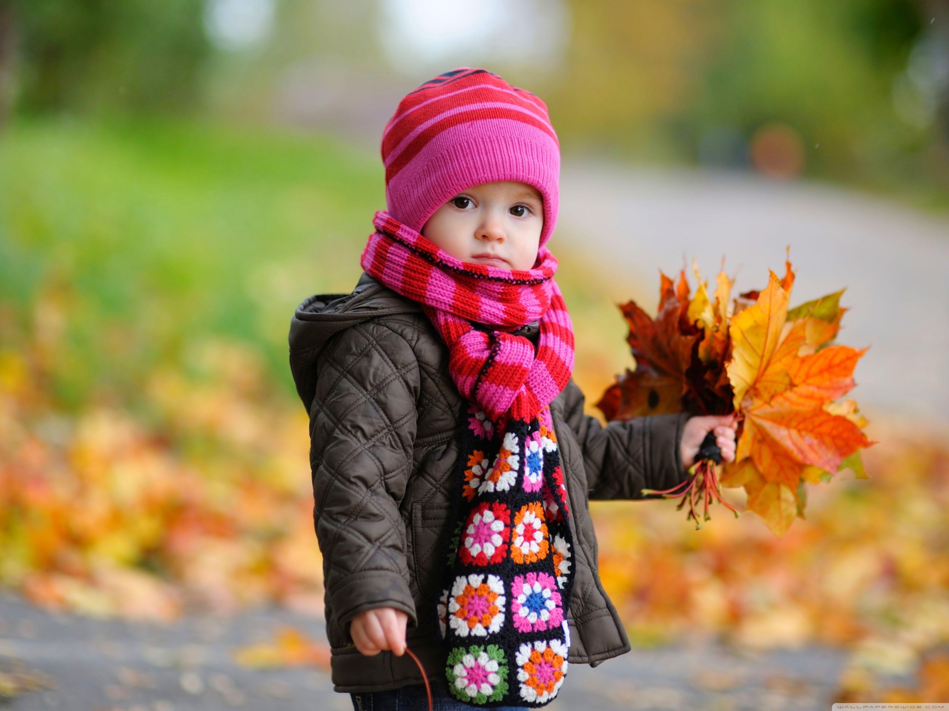 Kid With Yellow Leaves ❤ 4K HD Desktop Wallpaper for 4K Ultra HD TV