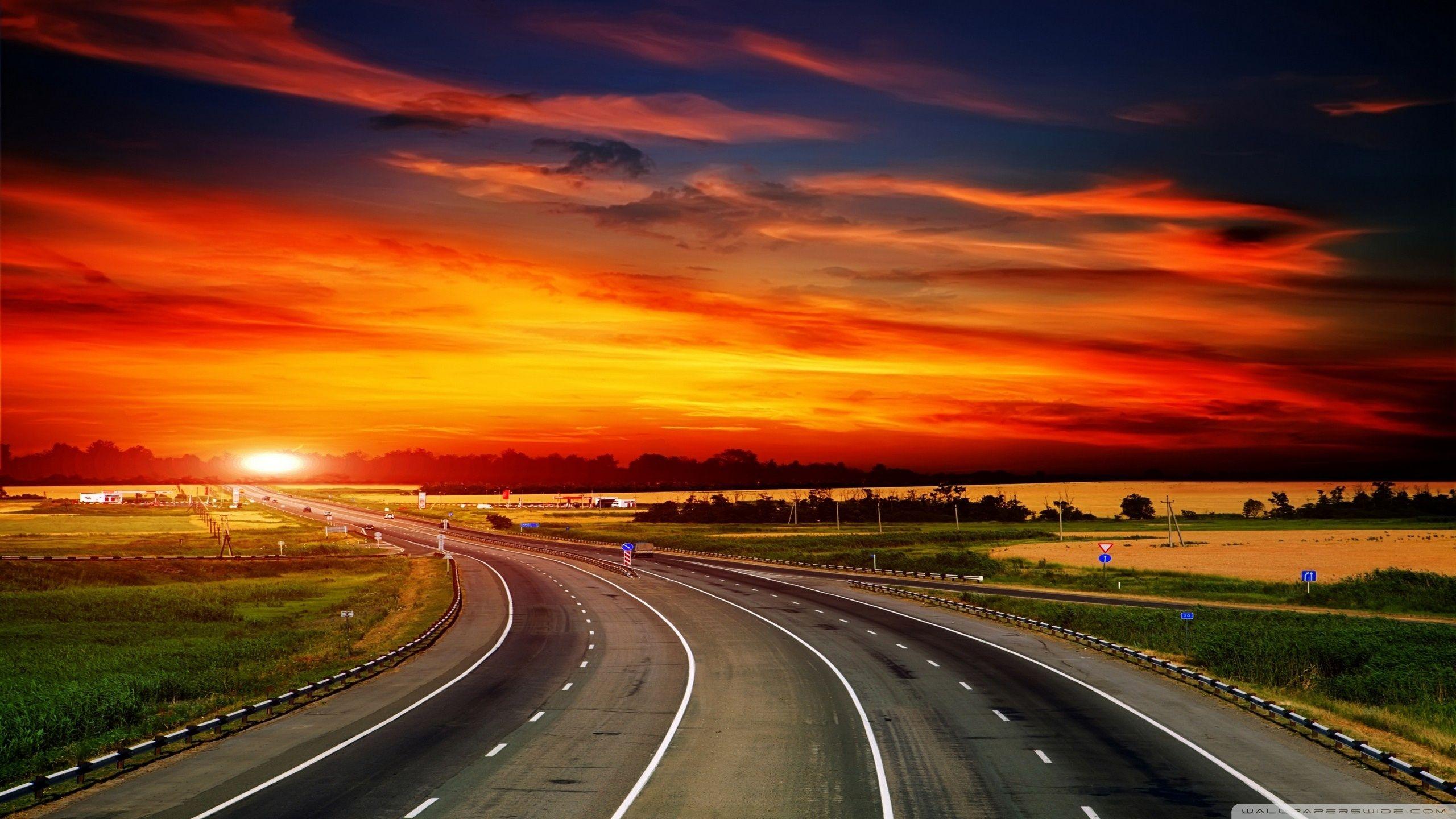 Highway At Sunset ❤ 4K HD Desktop Wallpaper for 4K Ultra HD TV