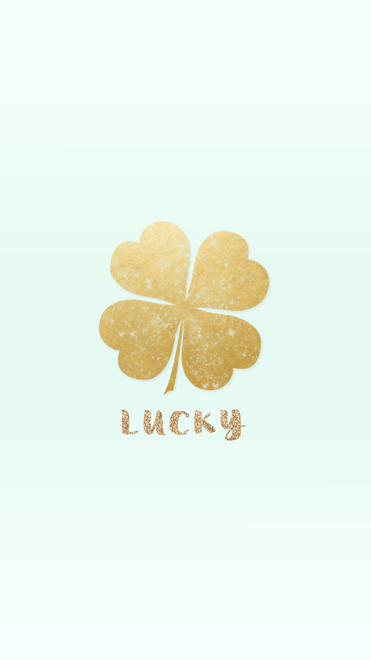 St Patrick's Day Gold 4 Leaf Clover. iPhone Wallpaper. St