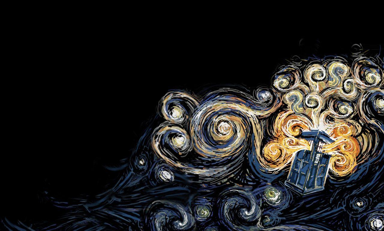 TARDIS Wallpaper Van Gogh Style. By Koshka Stuff