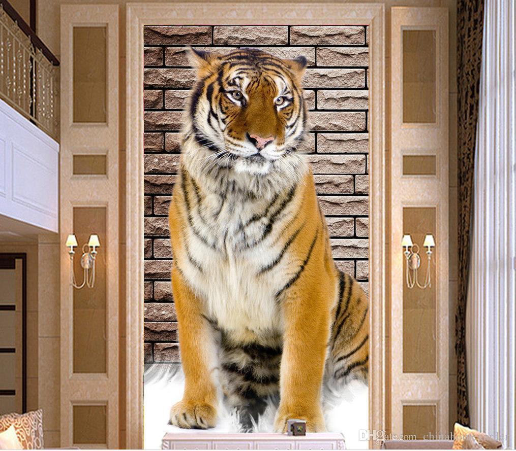 3D Stereo Tiger Depression Background Wall Decorative Painting Mural