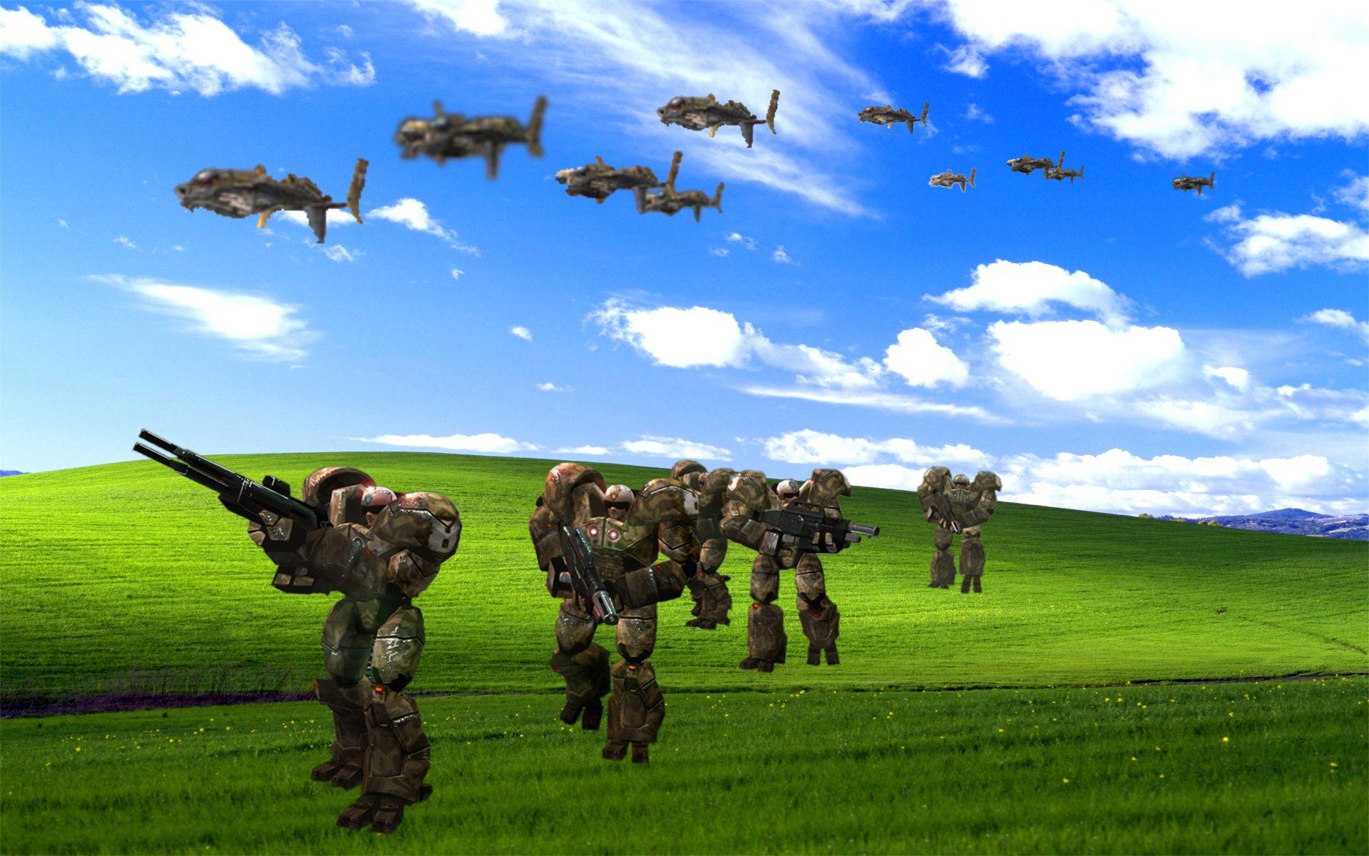 Zone Troopers in Windows Bliss. Windows XP Bliss Wallpaper. Know
