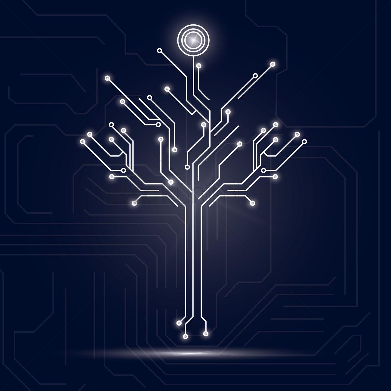 Tree design on circuit board background Vector Image