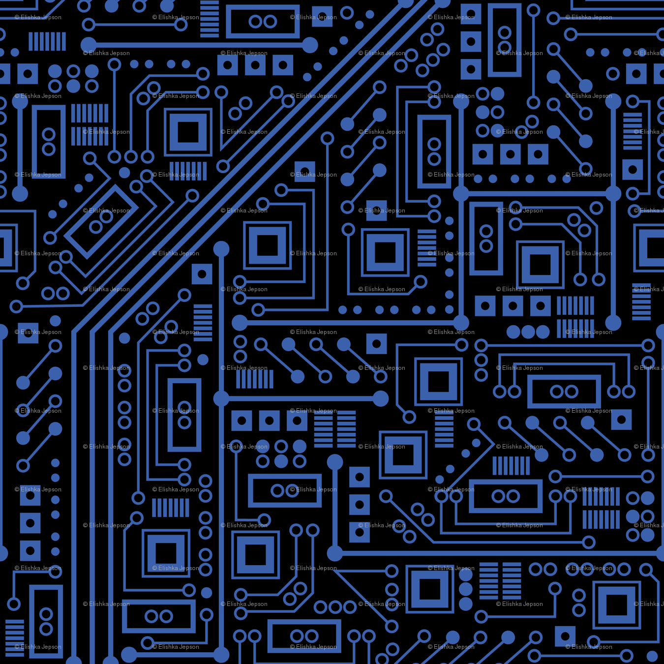 Evil Robot Circuit Board (Black and Blue) wallpaper