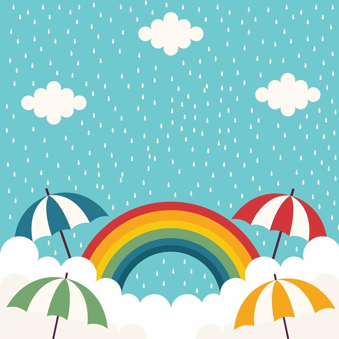 Allenjoy children rainbow umbrella clouds small dots photography
