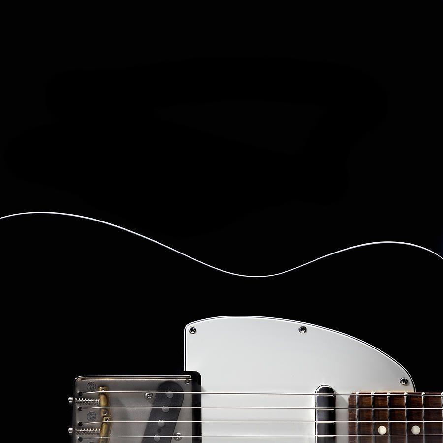 Electric Guitar On Black Background, Close Up Photograph