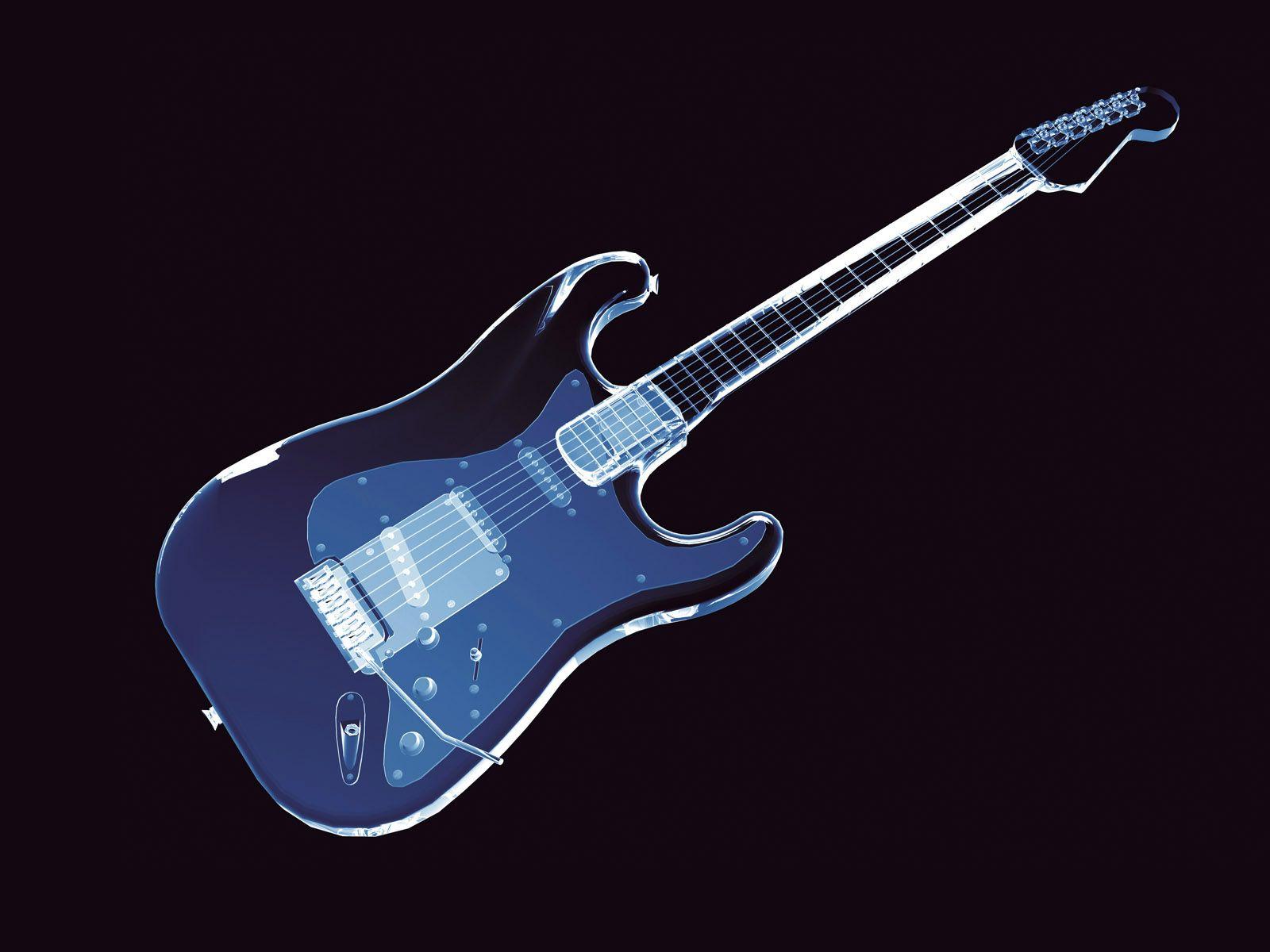 Photo Guitar Black background Musical Instruments
