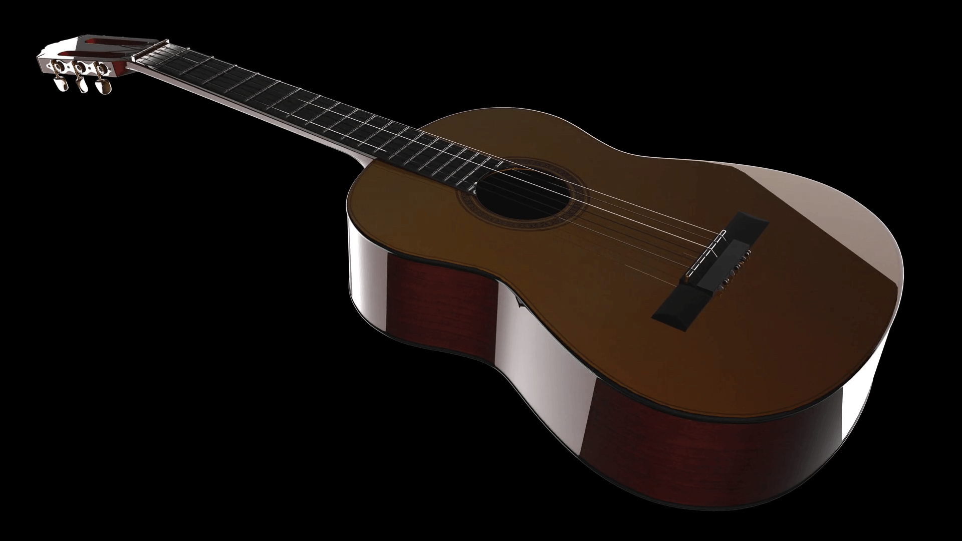 classic guitar on black background Stock Video Footage