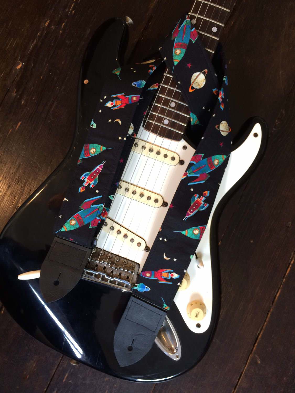 Out Of This World Guitar Strap Nostalgia Space Rockets On An