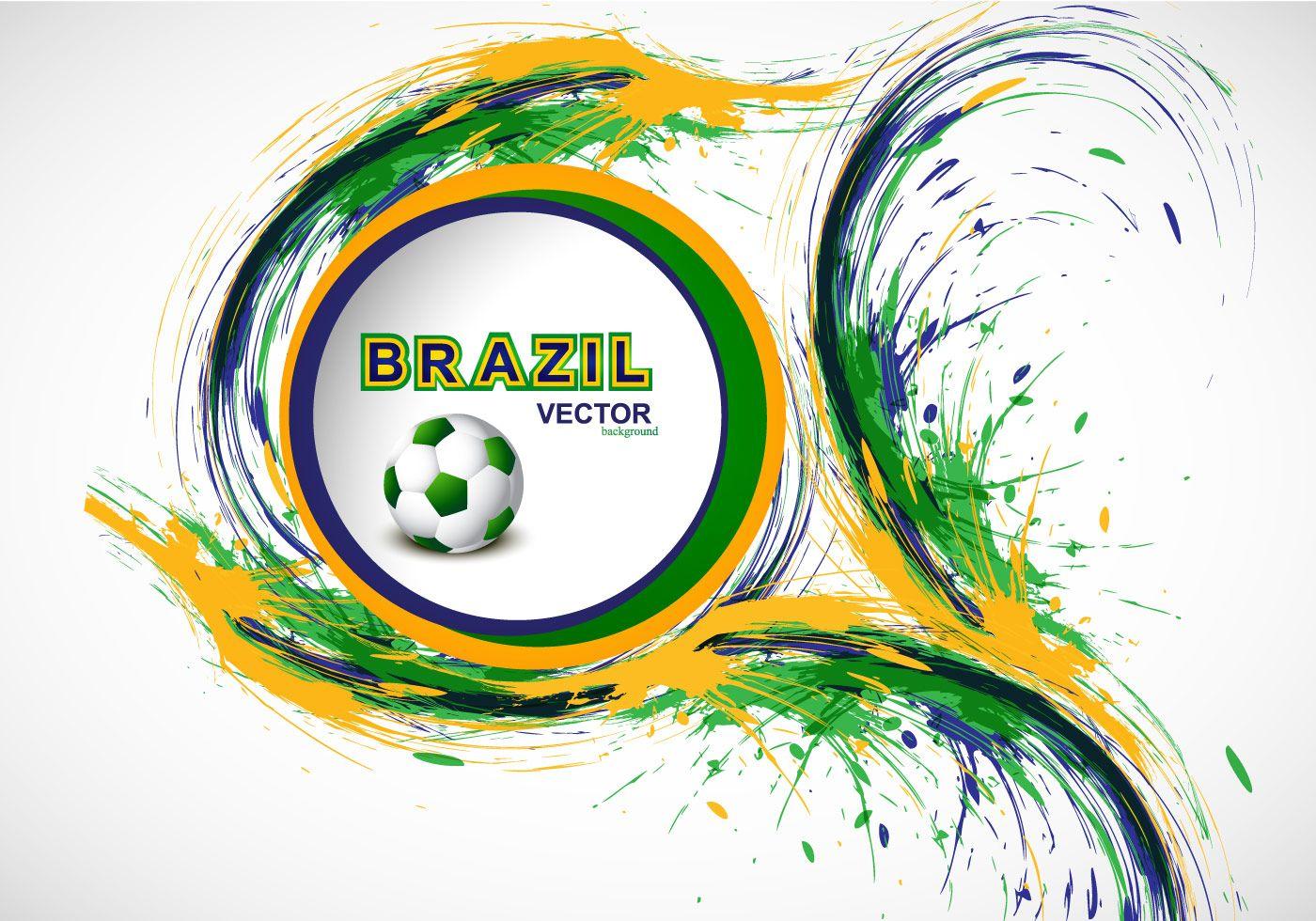 Splash Of Brazilian Flag Color With Soccer Free Vector