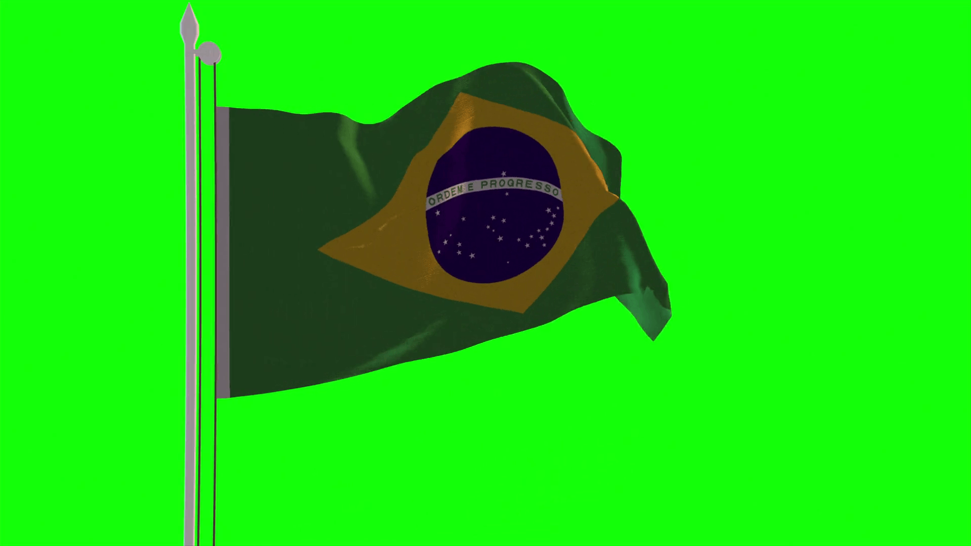 4K Brazil Flag is Fluttering on green background. Isolated waving