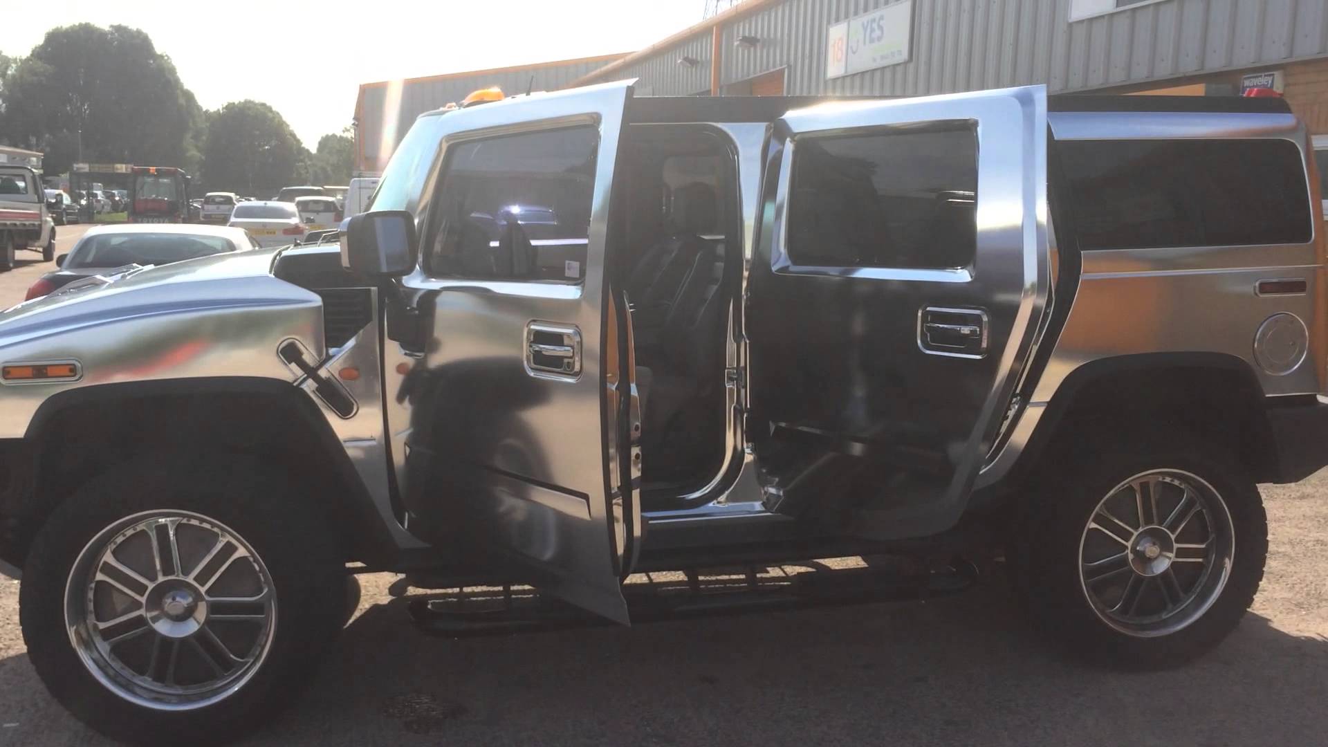 Silver chrome wrap on hummer h2