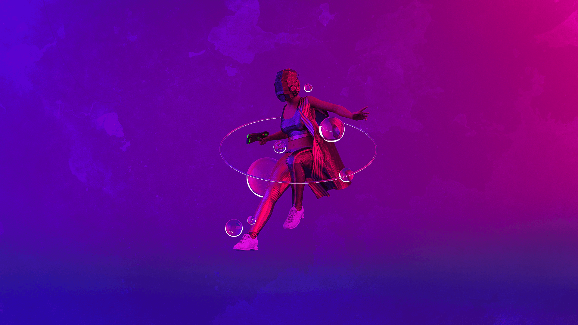 Download 1920x1080 Fantasy Woman, Sci Fi, Neon Colors Wallpaper