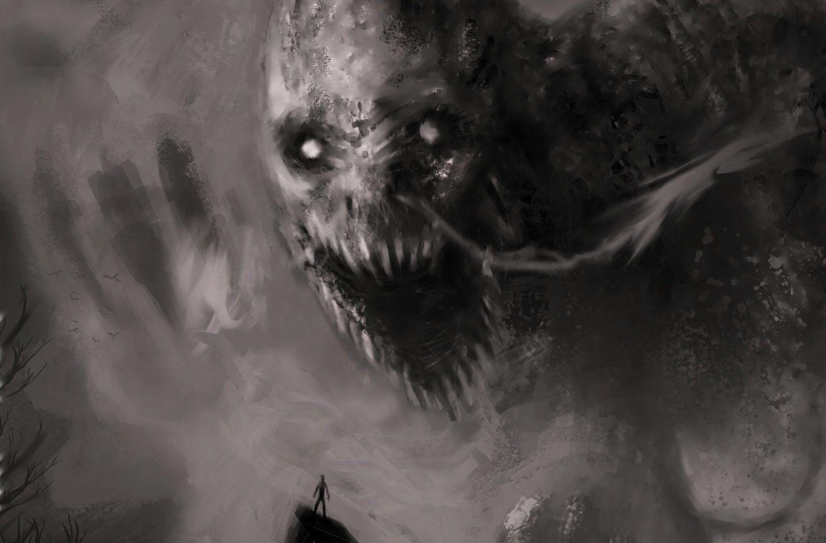 dreams, grayscale, nightmare, monsters wallpaper