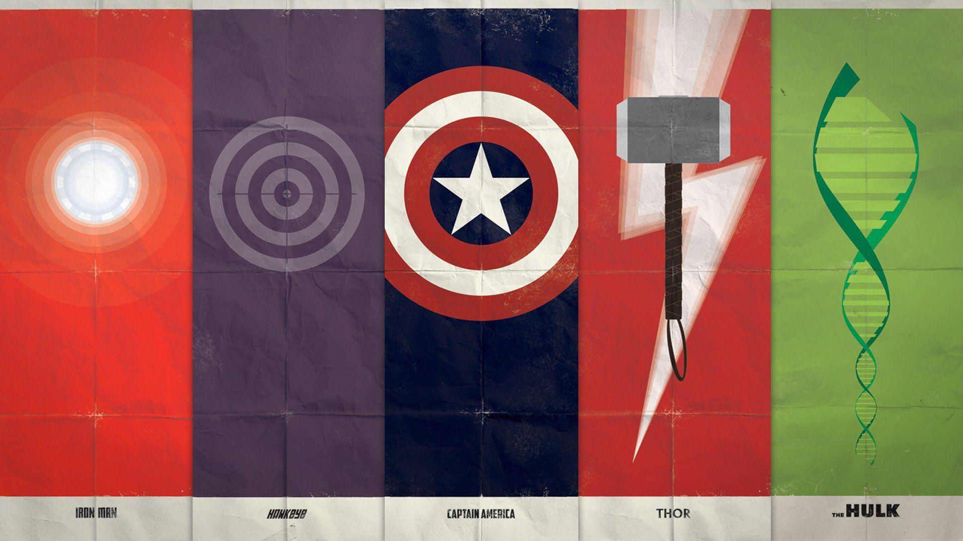Comics superheroes digital art Marvel Comics The Avengers DNA bullseye hero Arc reactor symbols Mjolnir shields wallpaperx1080