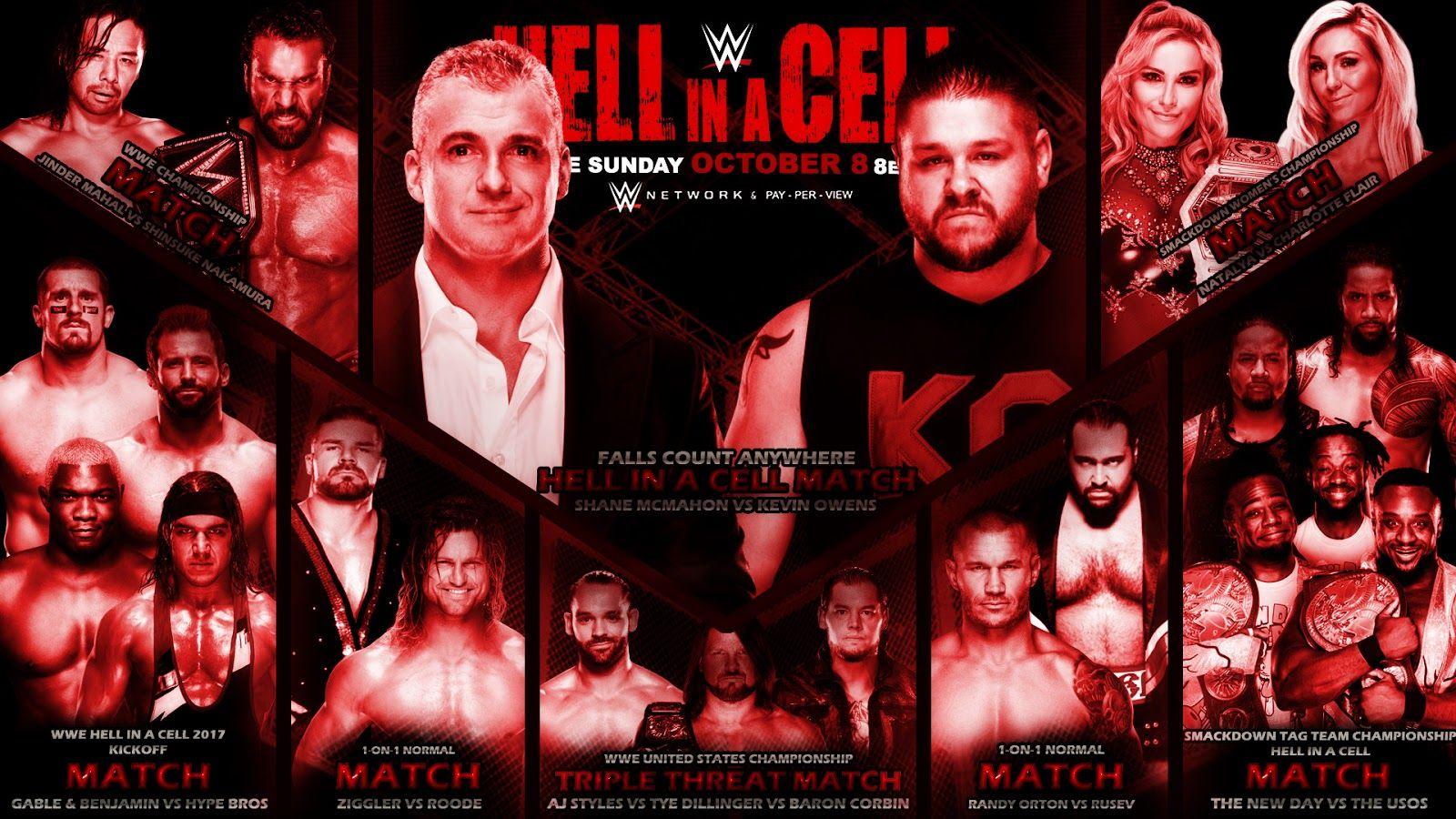 WWE Hell in a Cell 2017. WWE Match Cards Wallpaper