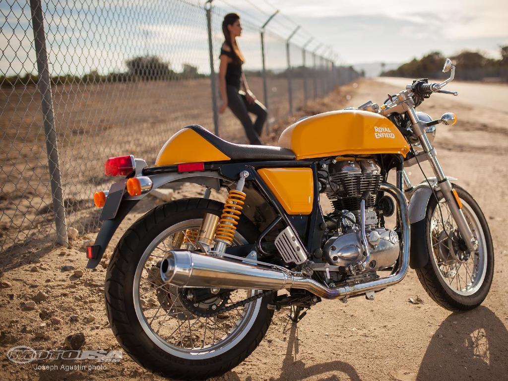 Raquel with the 2015 Royal Enfield Continental GT