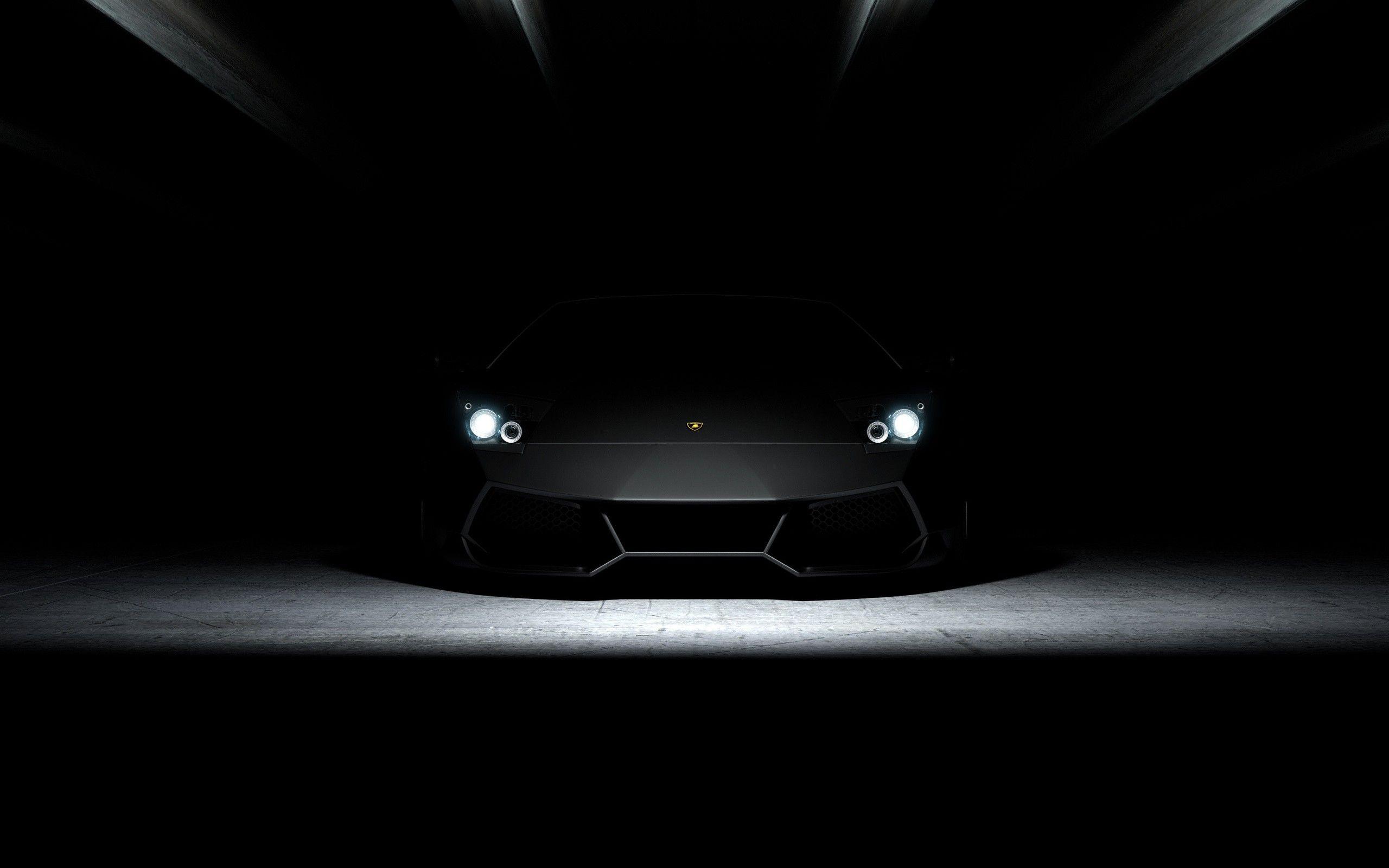 Lamborghini Headlights in the Dark widescreen wallpaper. Wide