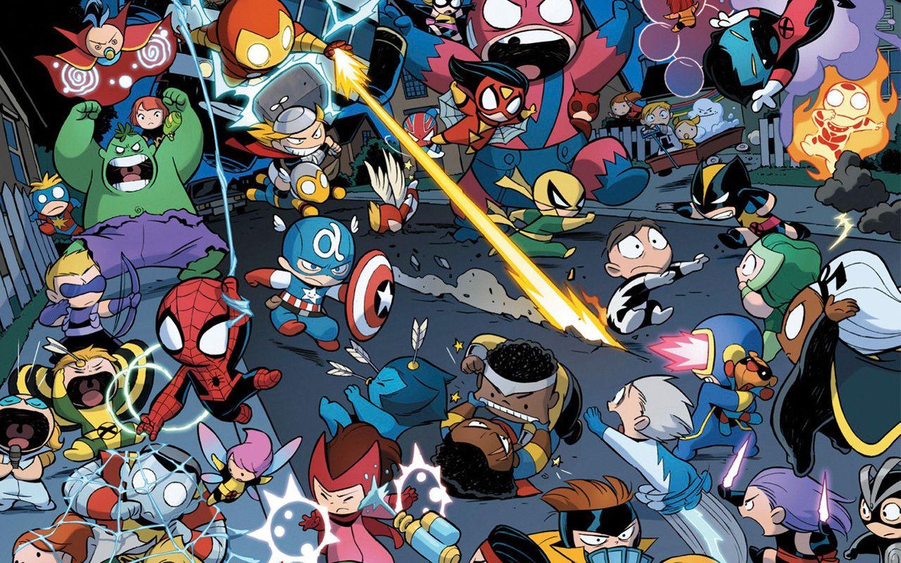 REQUEST a higher res version of this chibi Marvel wallpaper please