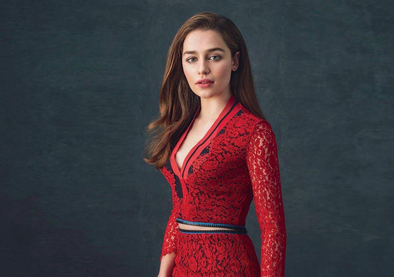 Cute Emilia Clarke Nice Pose With Red Dress Still Mobile Download HD