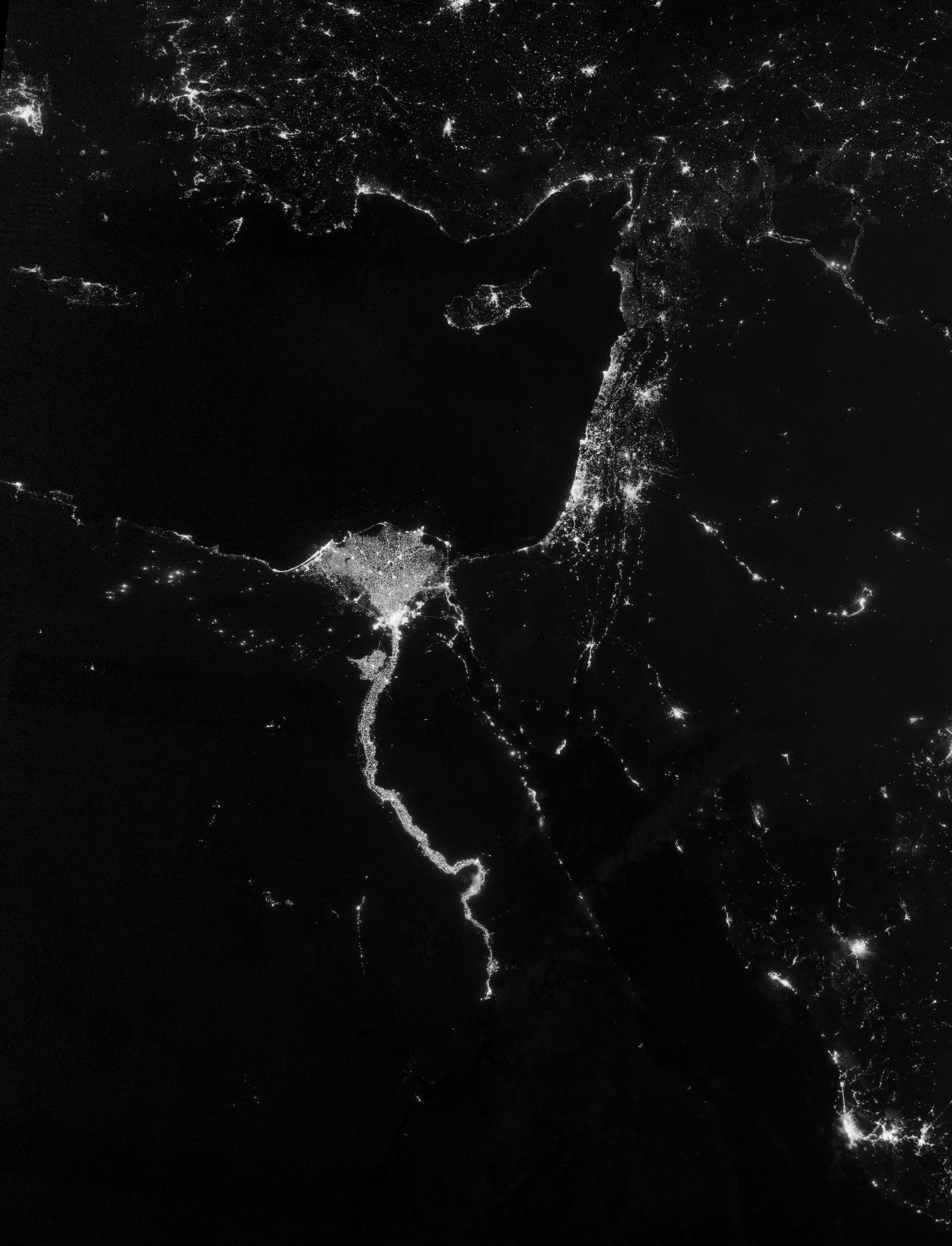 City Lights Illuminate the Nile. NASA Image and Video Library