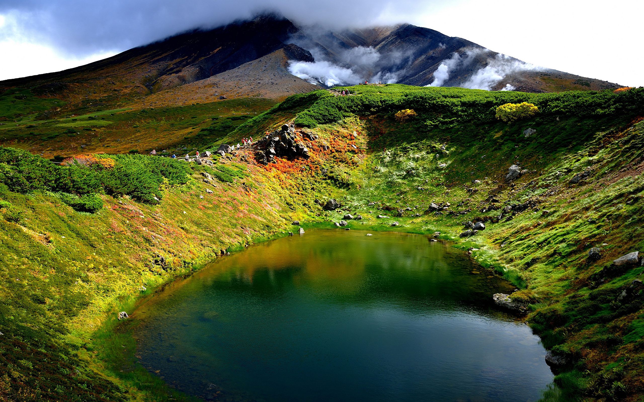 Wallpaper Japan Volcano Hokkaido Nature Mountains Lake 2560x1600