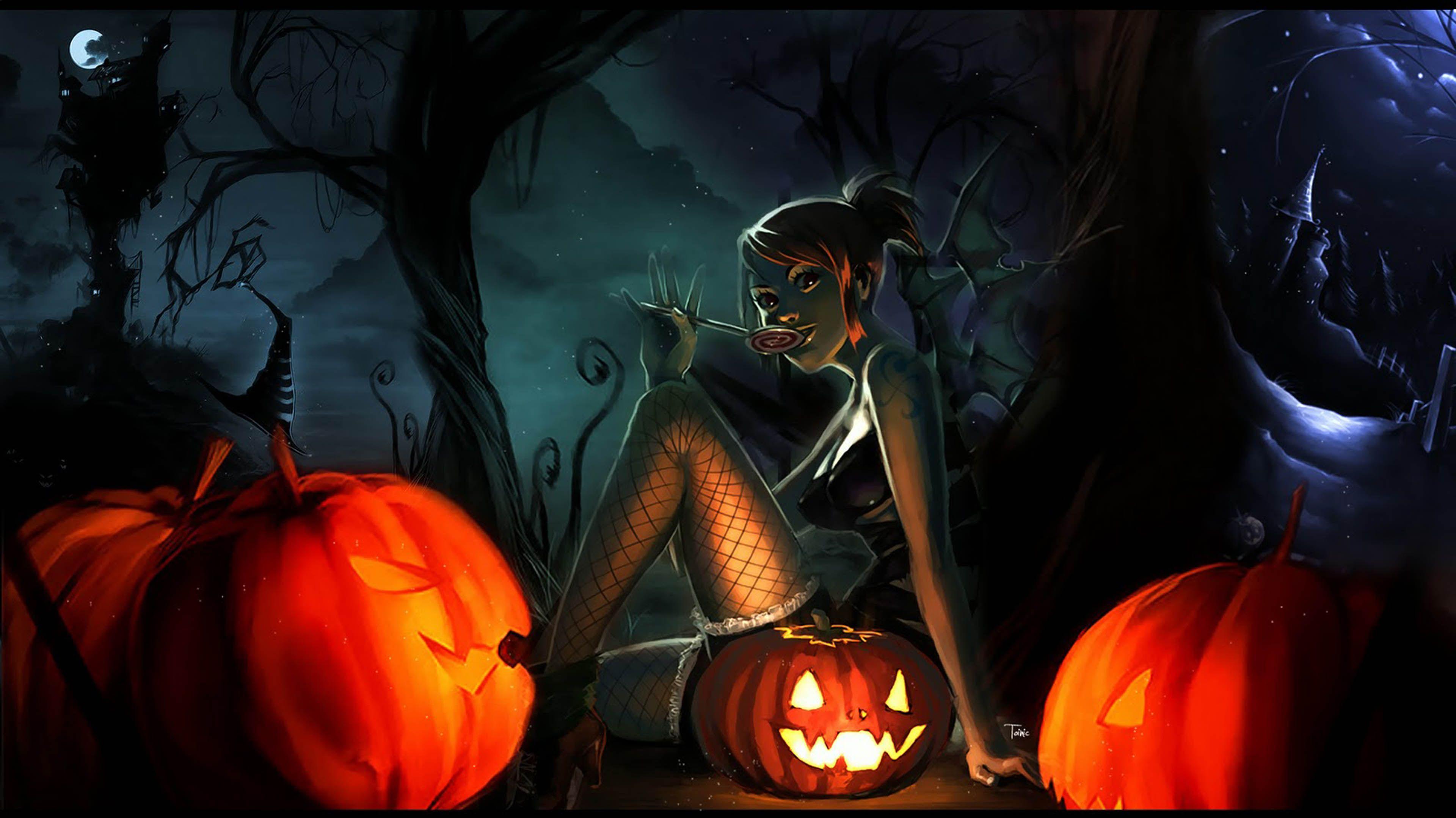 Halloween Girl. UHD Background Image