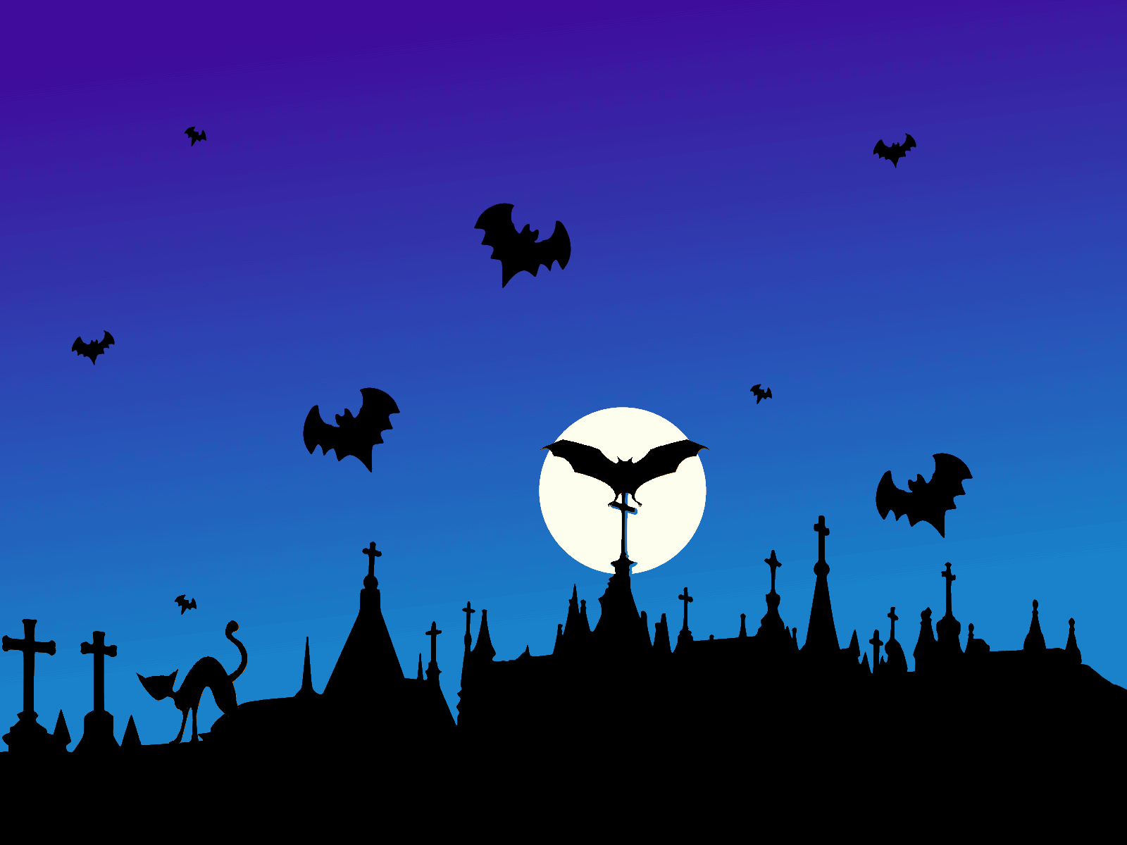 Halloween Bats on Night Wallpaper
