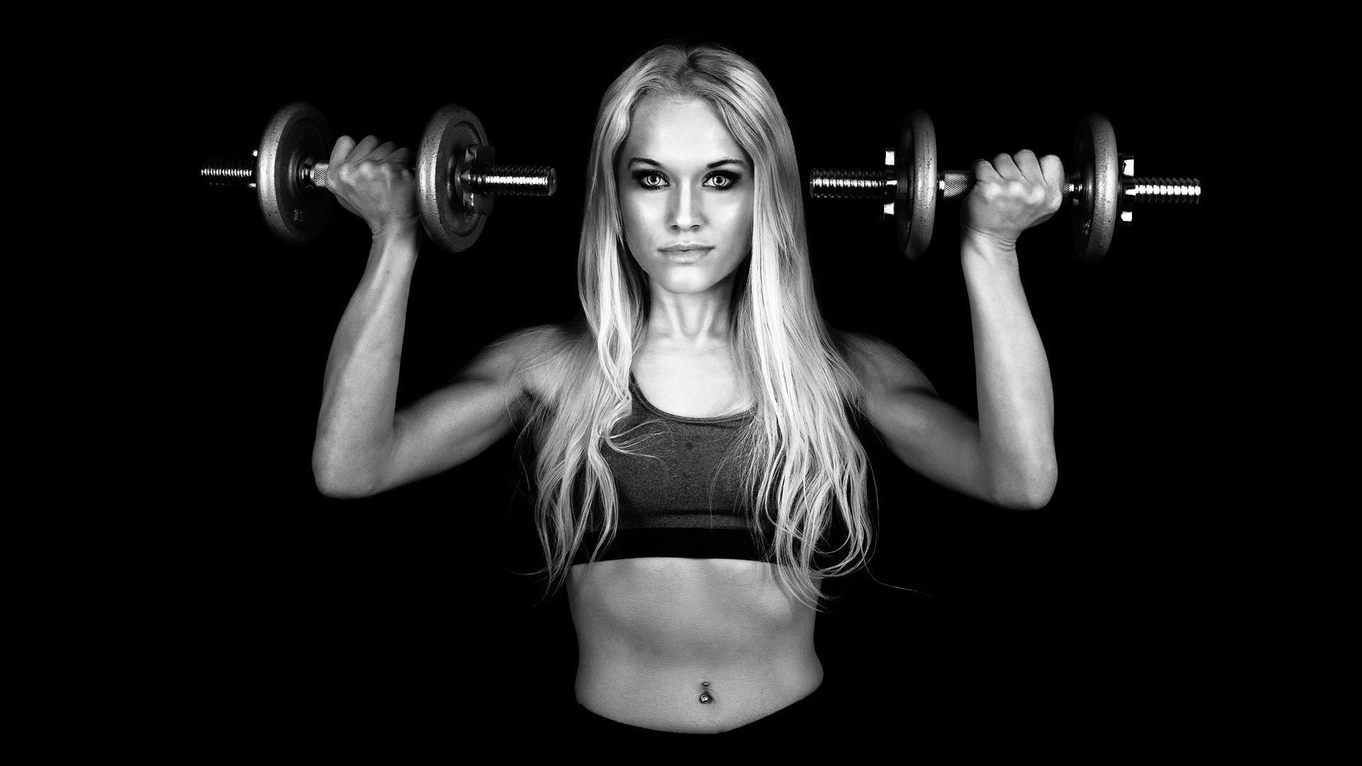 Wallpaper Fitness Girls Sport Dumbbells Belly