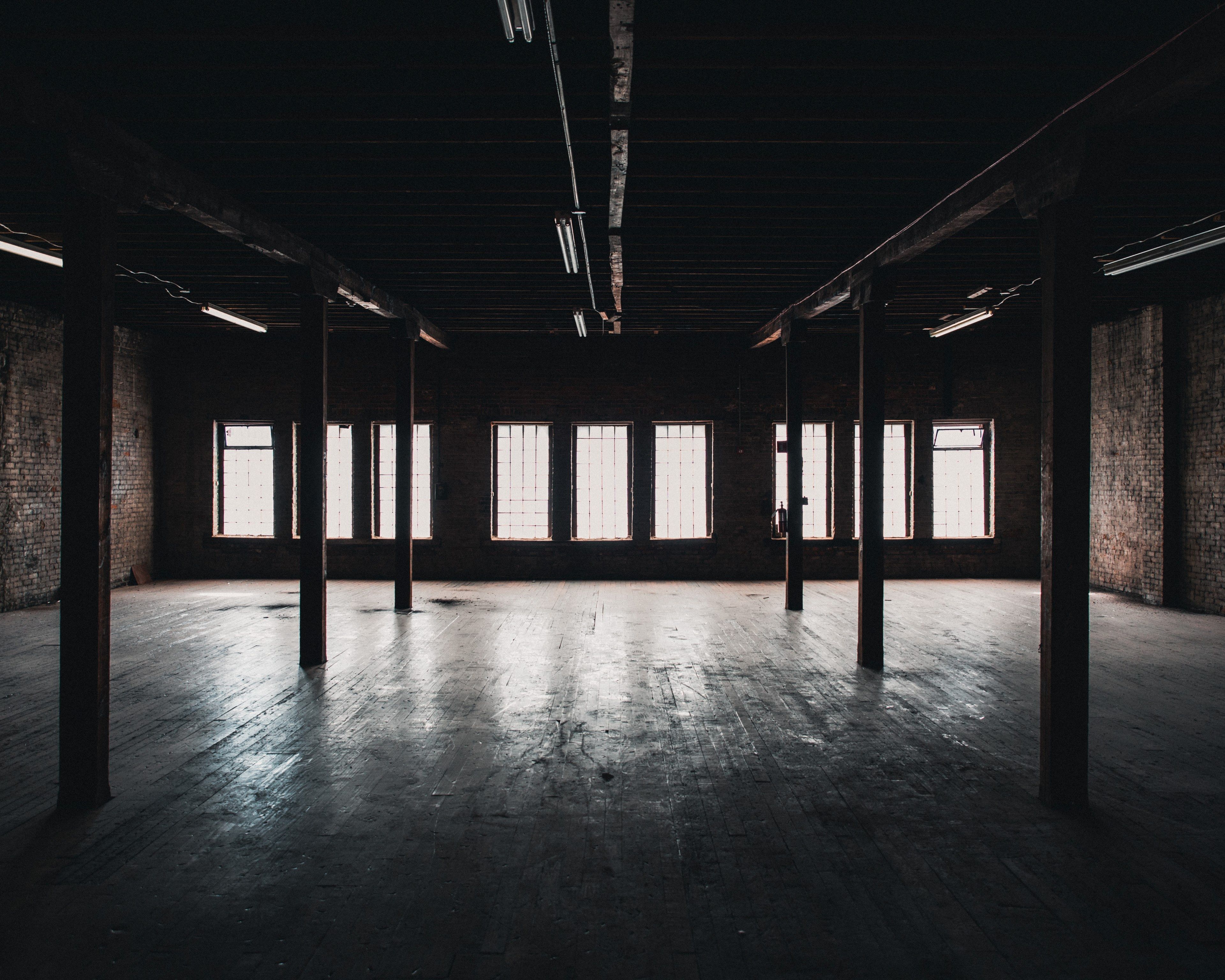 dark empty warehouse and grunge HD 4k wallpaper and background