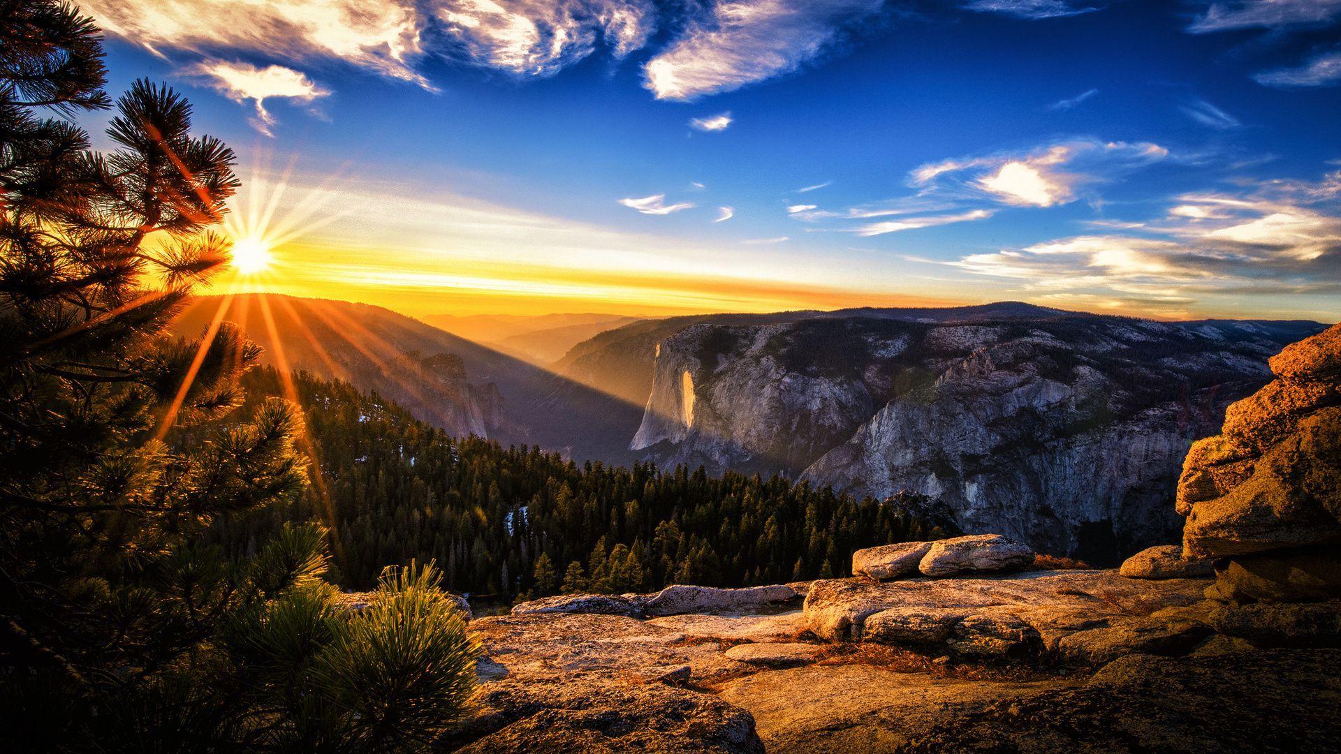 Magnificent Mountain Sunset Hdr HD Desktop Background wallpaper