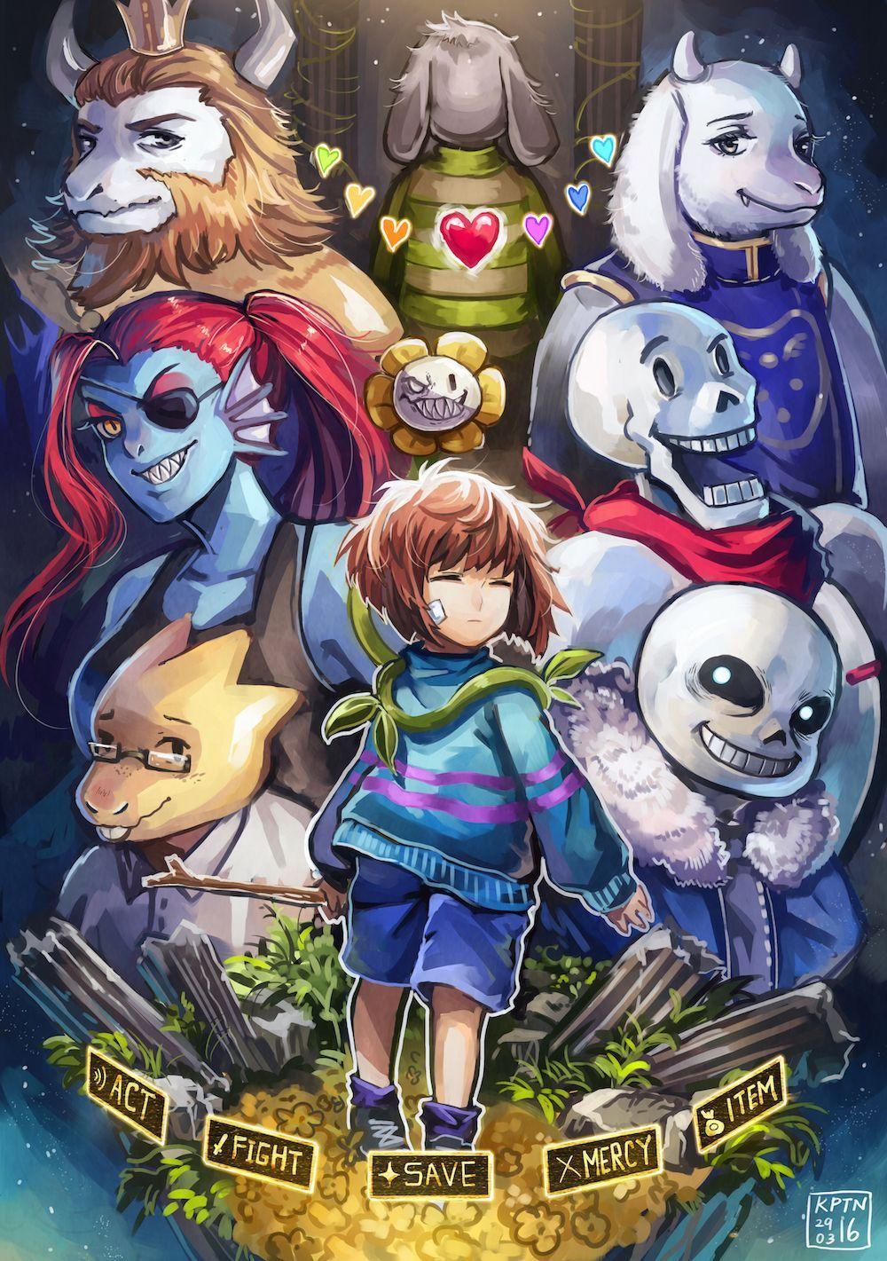 Undertale, Undyne, Alphys, Asriel, Flowey, Frisk, Toriel