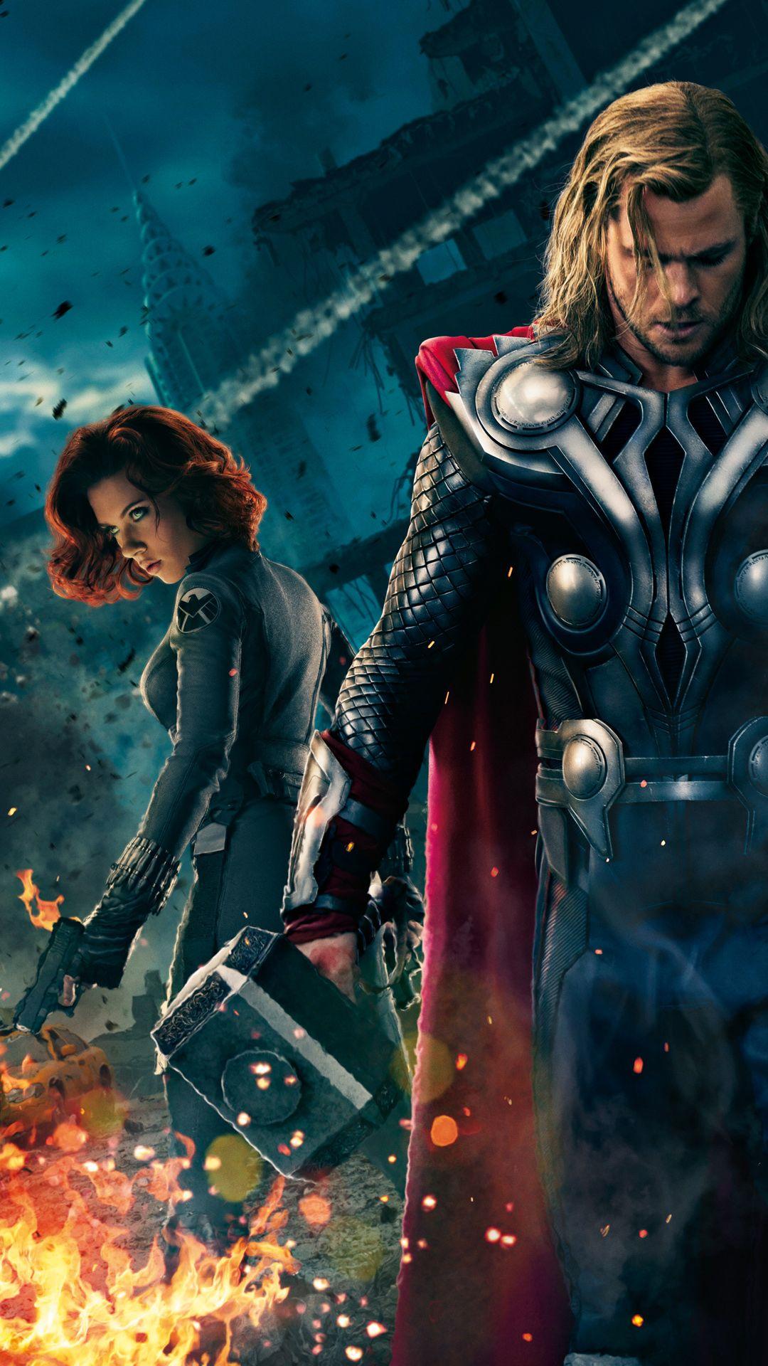 The Avengers Thor and Black Widow htc one wallpaper