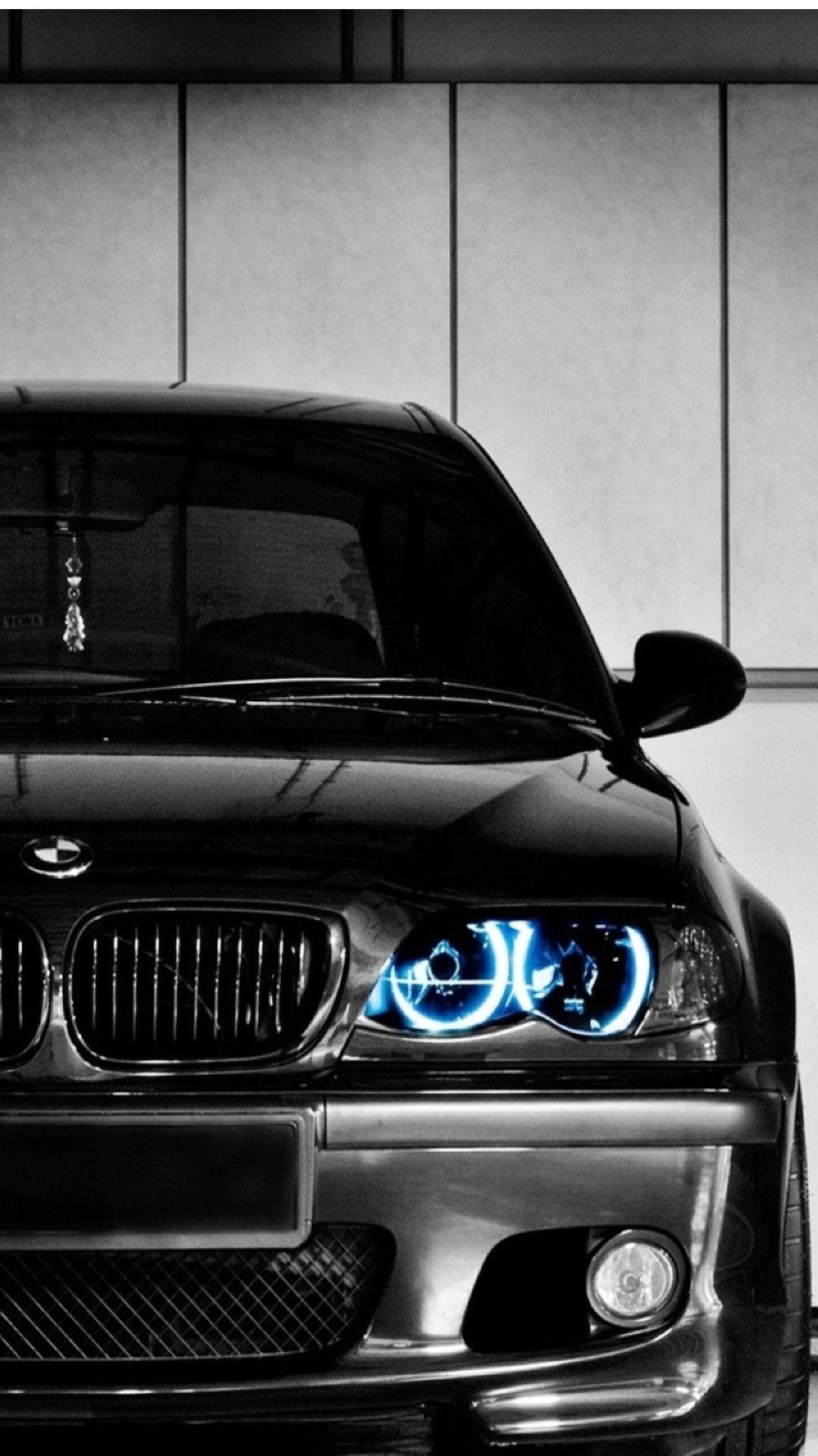 Black BMW Front Blue LED Android Wallpaper free download