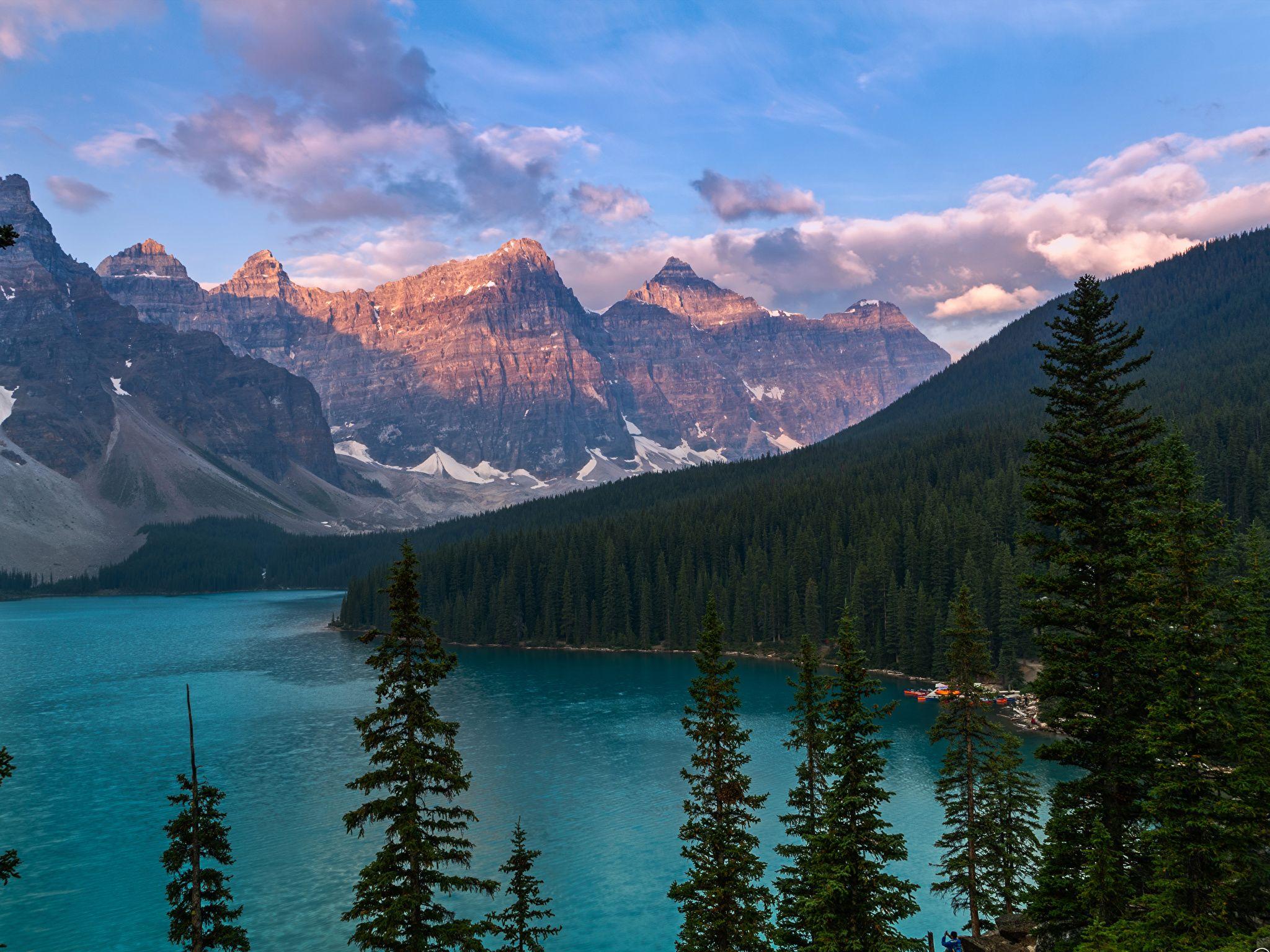 Wallpaper Canada Moraine Lake Alberta Nature Mountains 2048x1536.