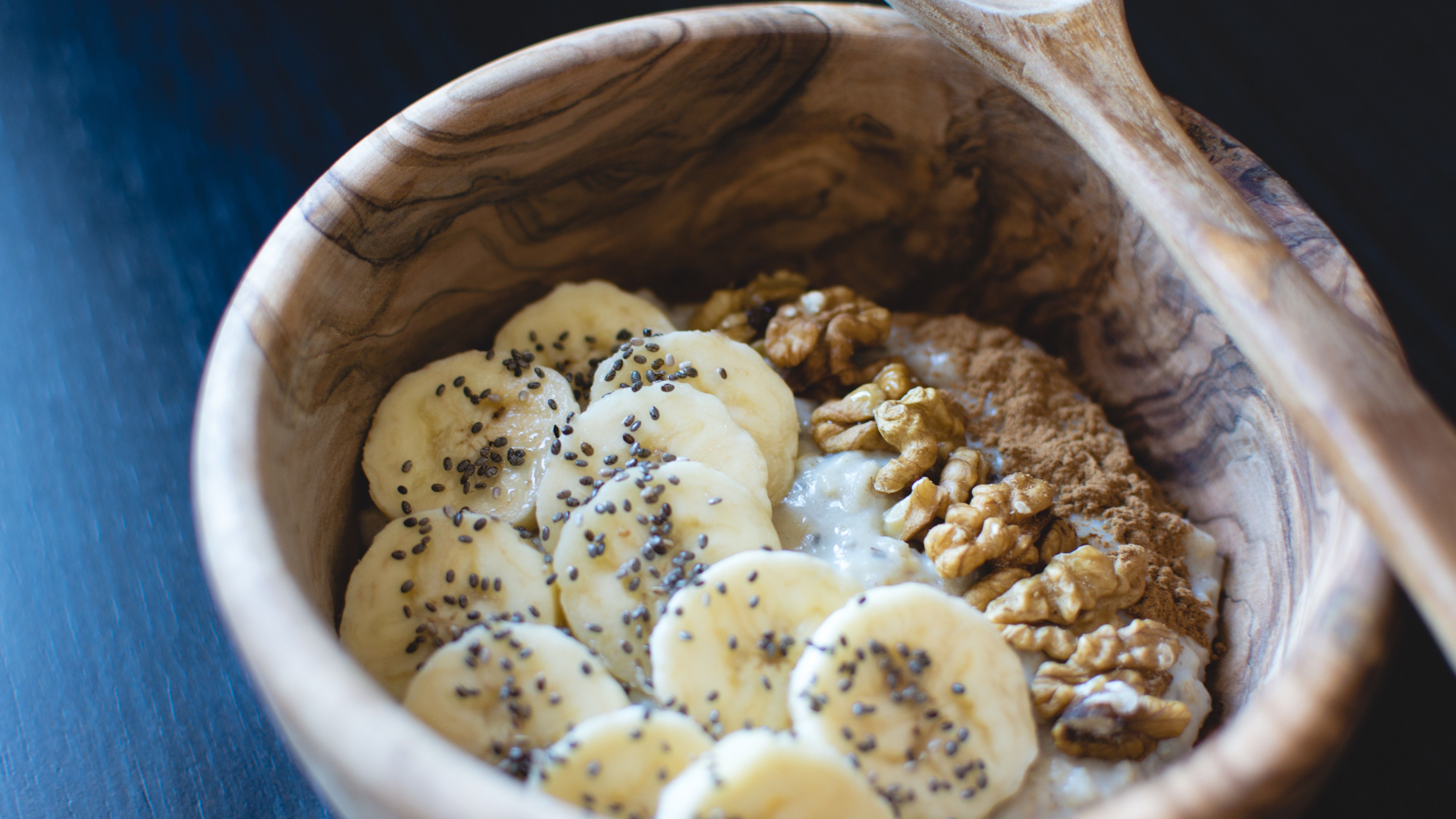 Wallpaper Bananas, nuts, porridge, breakfast, Food