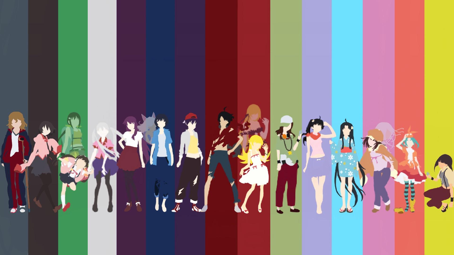 A wallpaper I edited to fit all Monogatari anime female characters