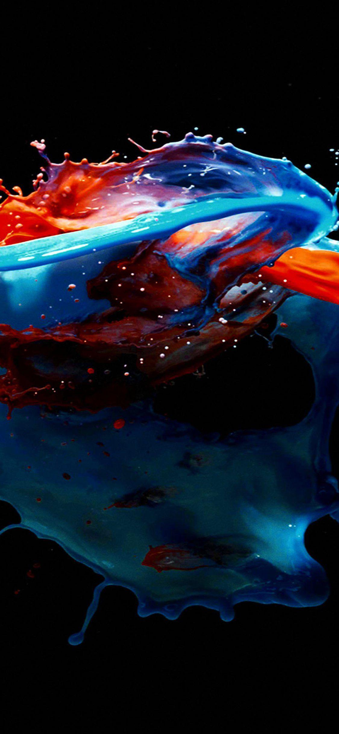 Paint Splash Art Illust Dark Blue Red
