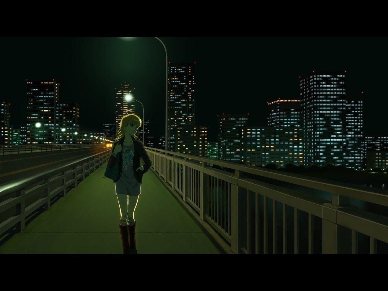 anime Girls, City, Bridge, Alone Wallpaper HD / Desktop