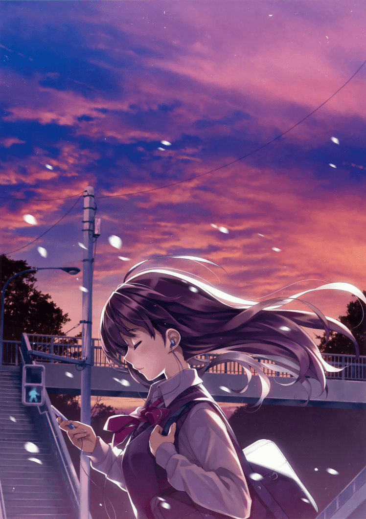 alone, Long Hair, Schoolgirls, Anime Girls Wallpaper HD