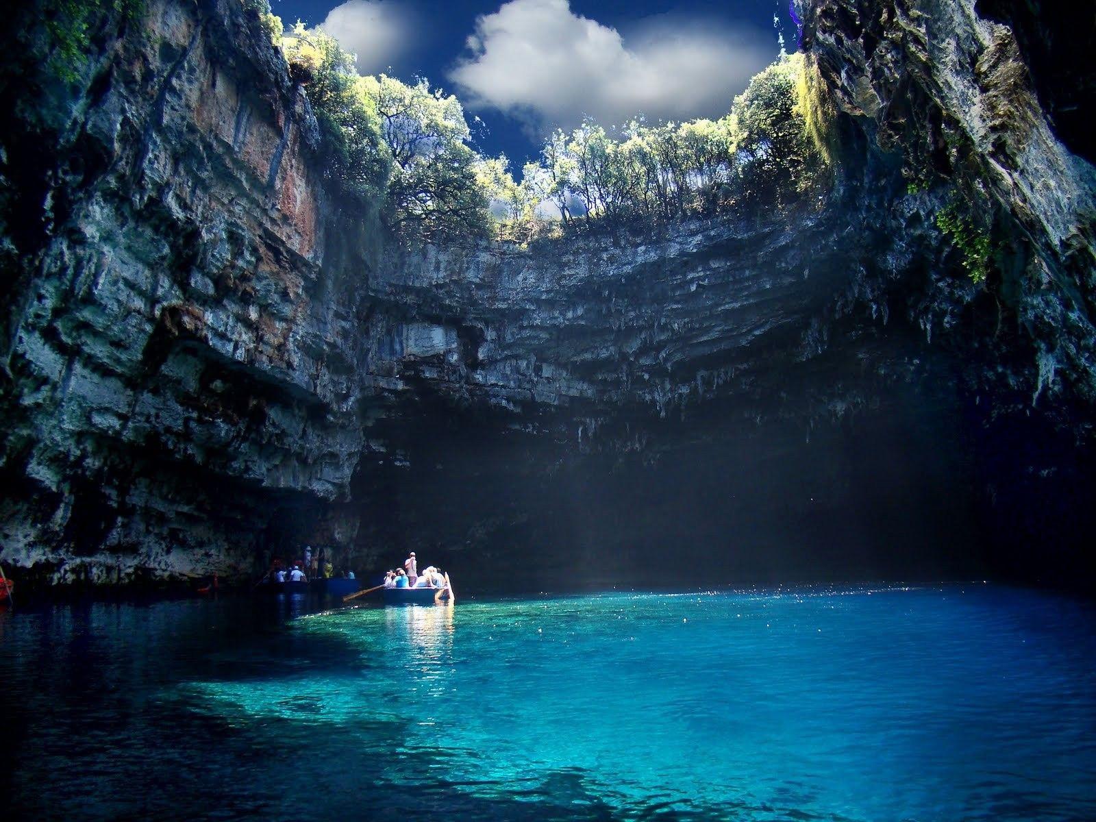 Lakes: Cave Lake Greece Water Melissani Blue Wallpaper HD for HD 16