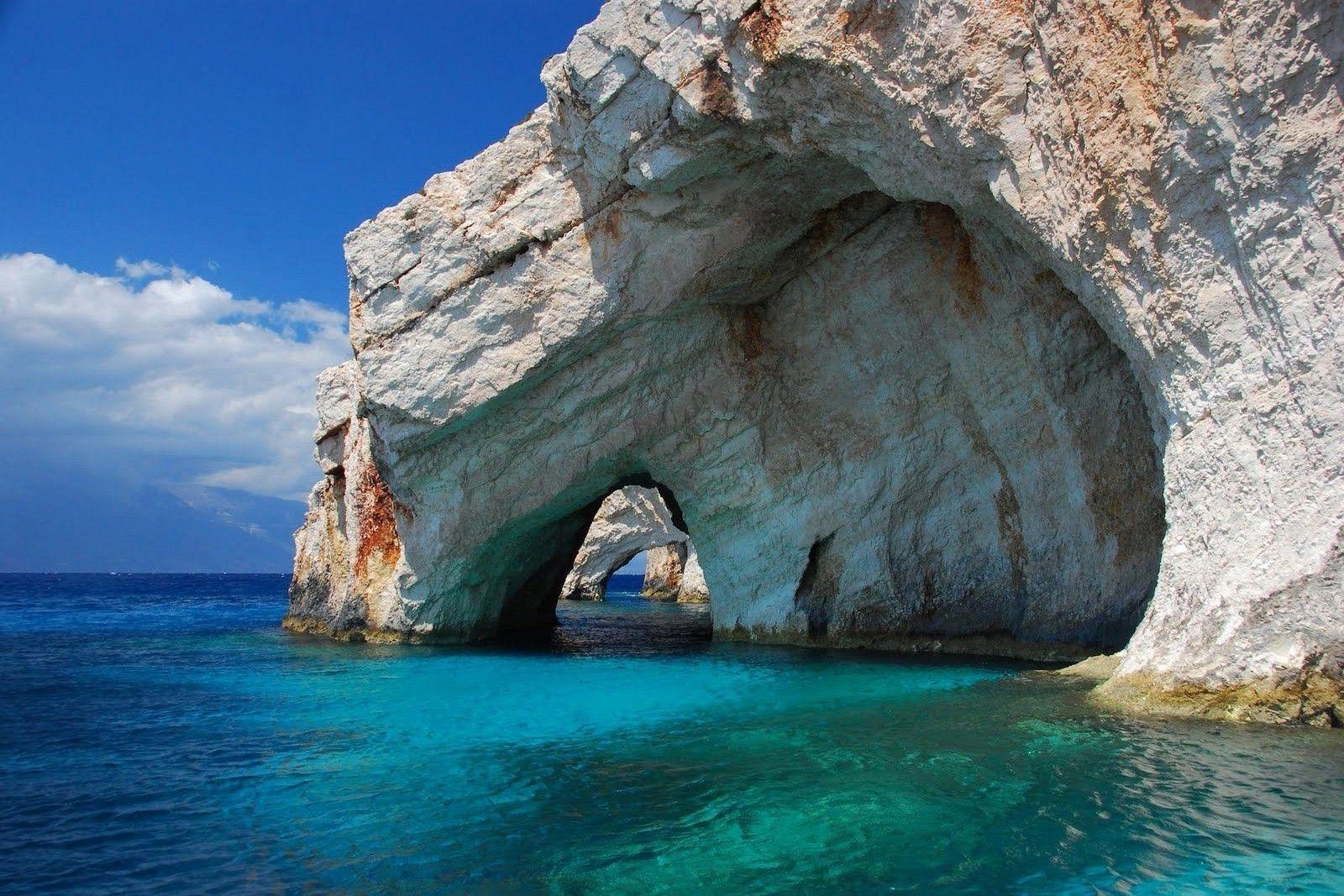 nature, Landscape, Rock, Cave, Sea, Turquoise, Water, Island, Greece