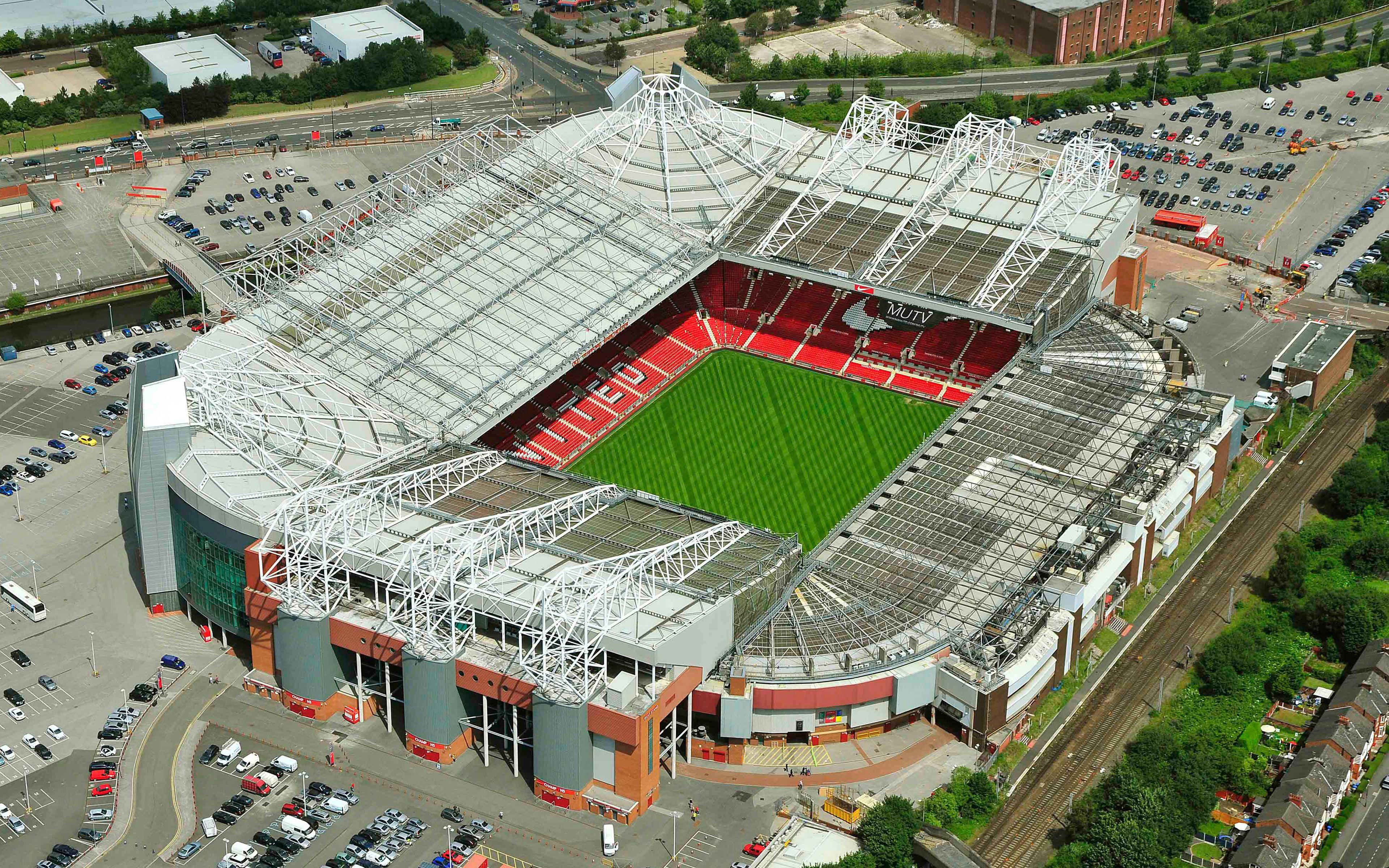 Download wallpaper Old Trafford, Theatre of Dreams, view from above